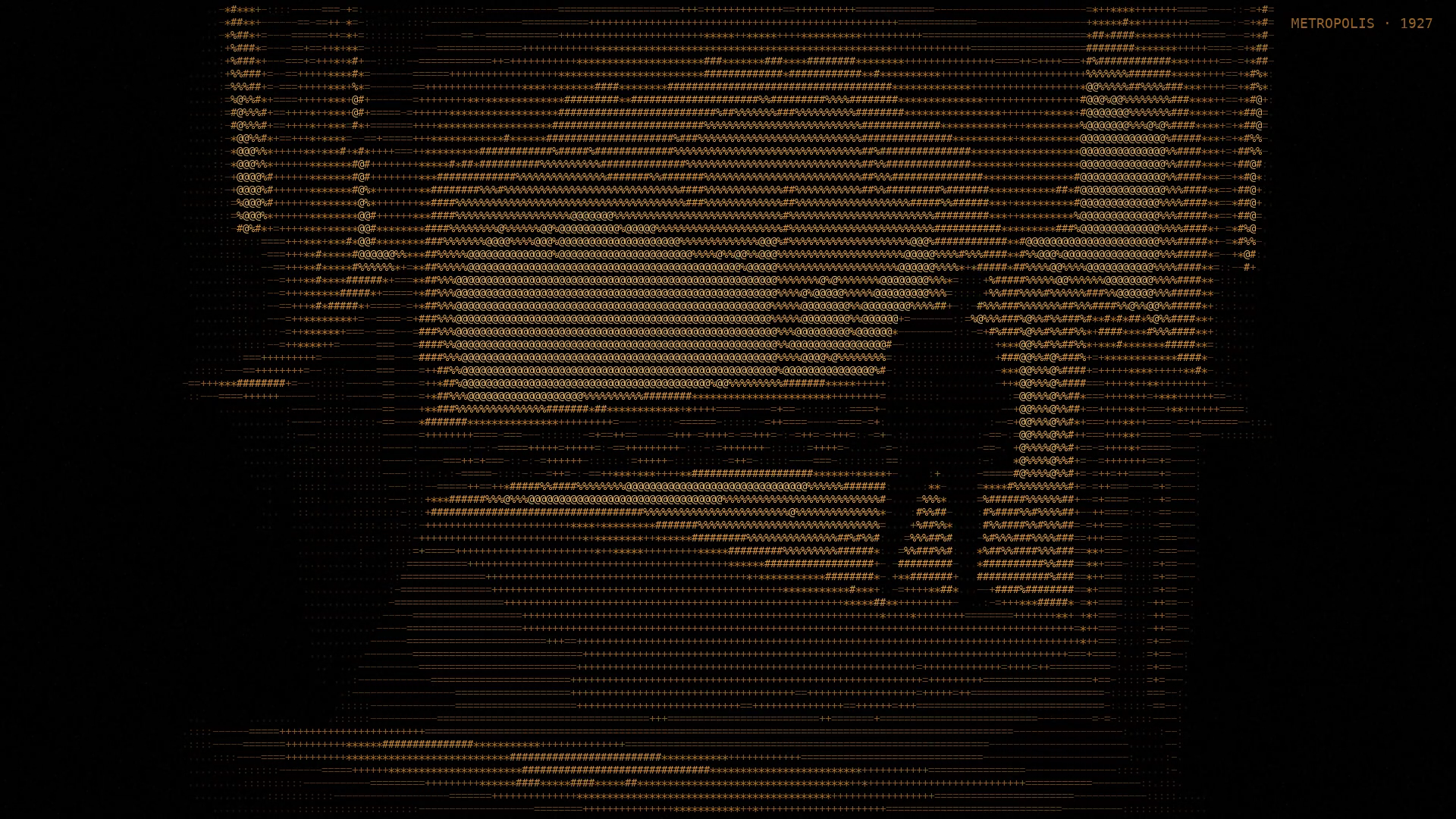 Metropolis, frame by frame, in ASCII art